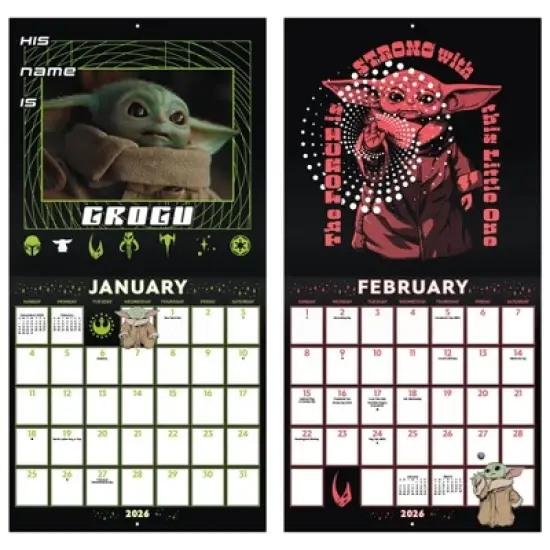 Star Wars 2026 Mandalorian Grogu 12"x12" Wall Calendar image {5}