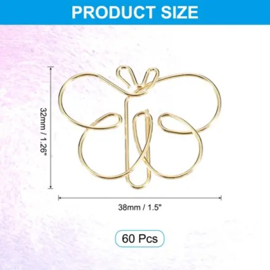 Unique Bargains Butterfly Shape Metal Cute Funny Exquisite Paper Clip Clamp 60 Pcs image {1}