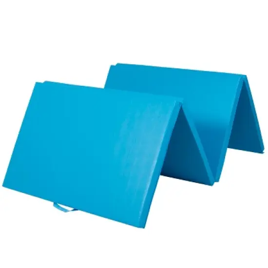 Best Choice Products 10ftx4ftx2in Folding Gymnastics Mat 4-Panel Exercise Workout Fitness Floor Mats w/ Handles   Blue image {4}
