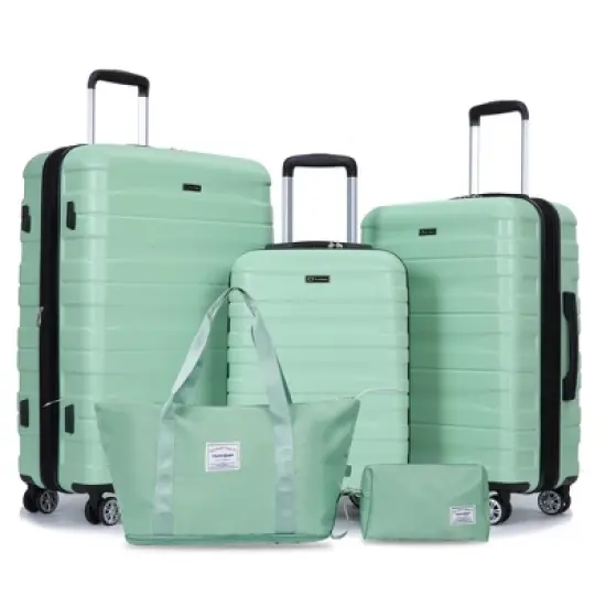 Gulches 5-Piece Expandable Hard PC Luggage Set, Light Green, TSA Lock, Lightweight Rolling Luggage image {12}