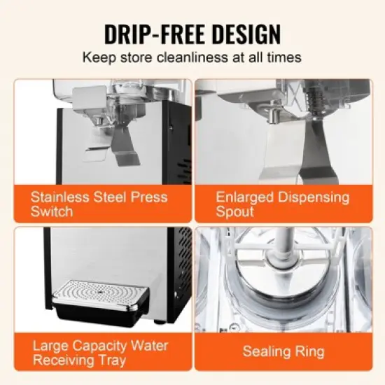 VEVOR Commercial Beverage Dispenser, 18 L Juice Dispenser, 300W 304 Stainless Steel Food Grade Drink Machine with 45&deg;F-54&deg;F Cooling Temperature image {5}