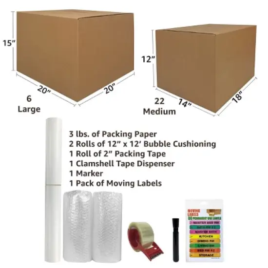 UBMOVE Moving Boxes 2 Room Bigger Smart Moving Kit 28 Boxes , Tape, and more image {3}
