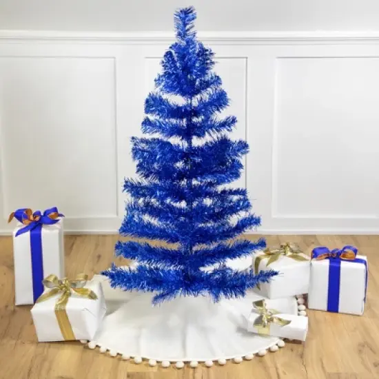 Northlight Artificial Tinsel Christmas Tree - 3' - Blue - Unlit image {1}