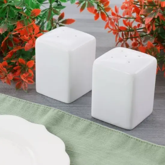Gibson Our Table Simply White Porcelain 2.25 Inch Square Salt and Pepper Shakers image {2}