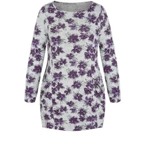 Women's Plus Size Pocket Print Tunic - grey | EVANS image {2}