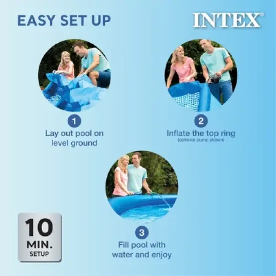INTEX 28120EH Easy Set Inflatable Swimming Pool: 10ft x 30in &ndash; Puncture-Resistant Material &ndash; Quick Inflation &ndash; 1018 Gallon Capacity &ndash; 23in Water Depth image {2}
