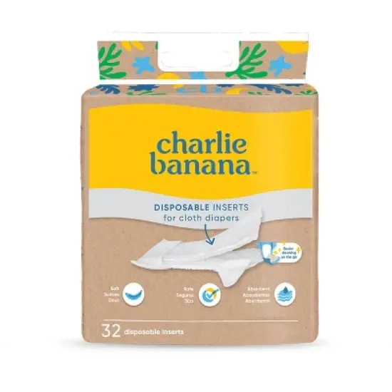 Charlie Banana Disposable Cotton Diaper Inserts - 32ct image {5}