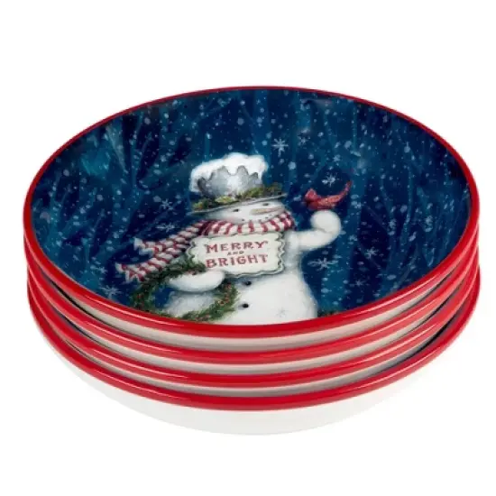 Certified International Set of 4 38oz Snowman Greetings Soup/Pasta Bowls image {1}