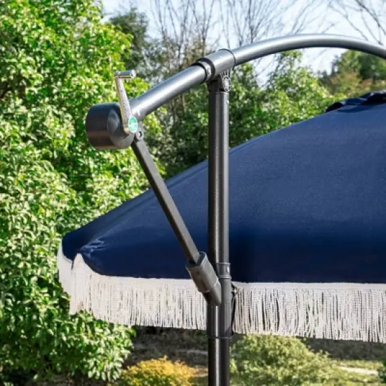 Captiva Designs 9ft Fringed Cantilever Offset Patio Market Umbrella image {7}