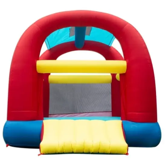 Banzai Cool Canopy Bouncer Outdoor Backyard Inflatable Kids Bounce House with Slide, Shade Canopy, Blower Motor, Ground Stakes, and Storage Bag image {4}