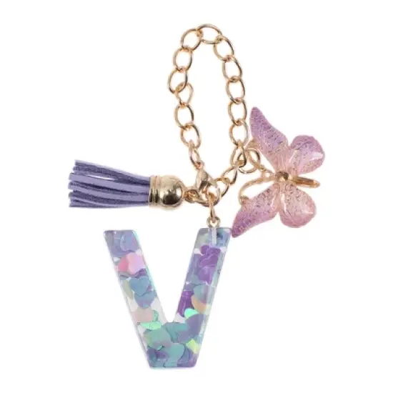 Unique Bargains Heart Sequin Letter V Butterfly Tassel Water Cup Pendant Purple 1 Pc image {5}