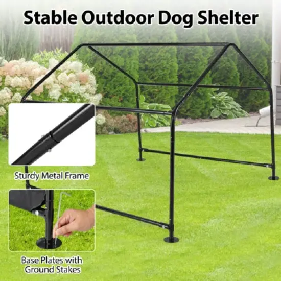 Costway Outdoor Dog Shade Shelter for Small Medium Large Breeds Pet House with Metal Frame image {5}
