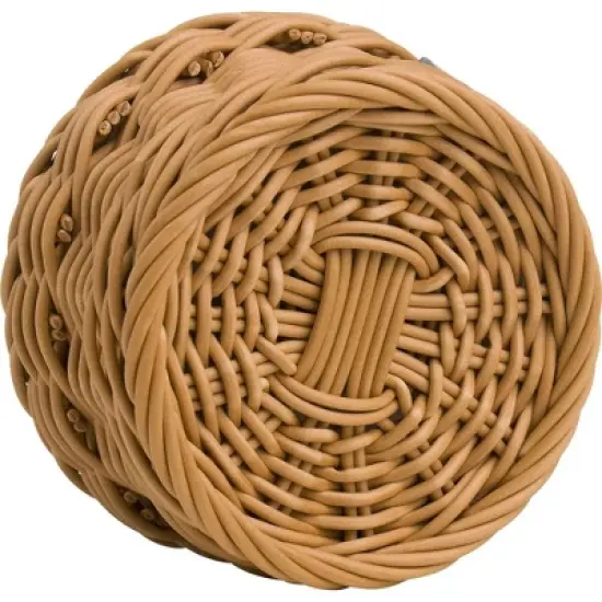 Saleen Round Wicker Basket with Porcelain Bowl Insert - Elegant Beige Accent, SMALL image {3}