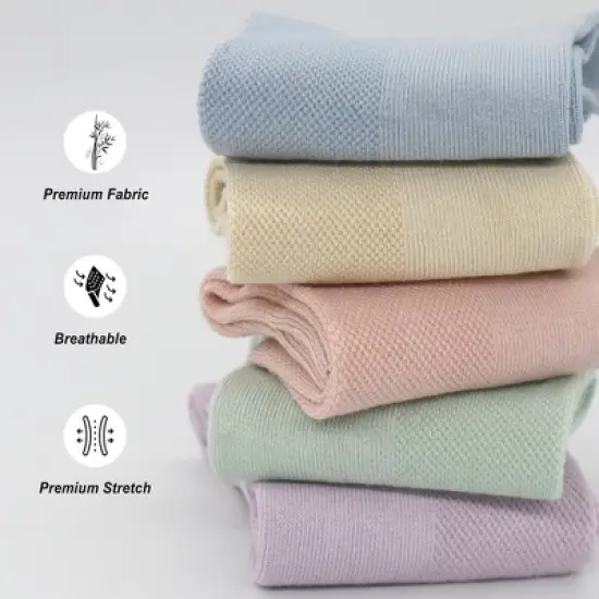 SERISIMPLE Women Thin Viscose Bamboo Above Ankle Sock Breathable Lightweight Classic Crew Casual 5 Pairs image {2}