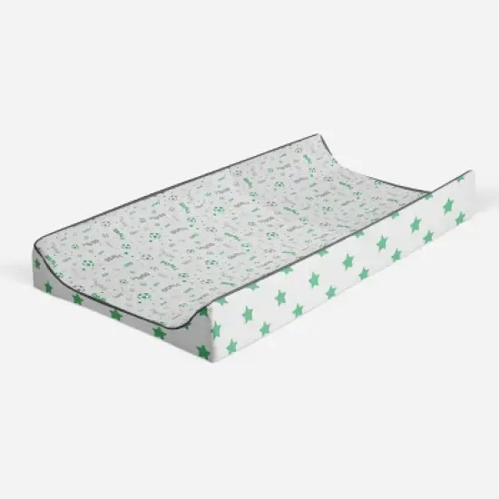 Bacati - Soccerball Green/Gray Muslin Changing Pad Cover image {6}