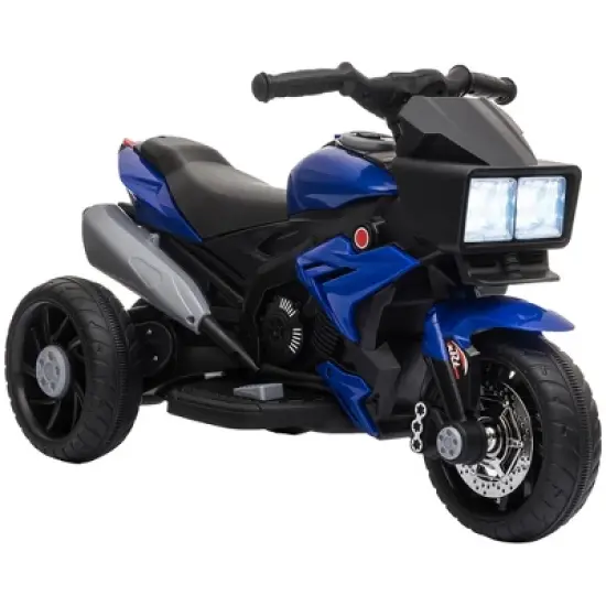Aosom 6V Kids Motorcycle Dirt Bike Electric Battery-Powered Ride-On Toy Off-road Street Bike w/ Music Horn Headlights Motorbike for Girls Boy Blue image {6}