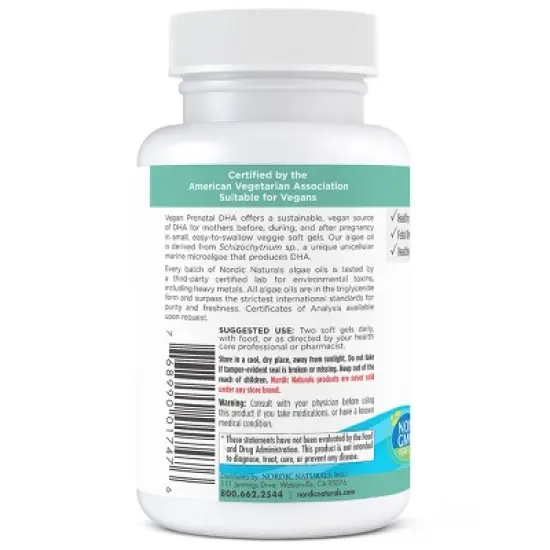 Nordic Naturals Vegan Prenatal DHA Softgels - 60ct image {2}