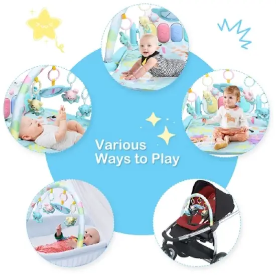 3 in 1 Baby and Toddler Learning Toys Fitness Music and Lights Fun Piano Activity Center Blue image {3}