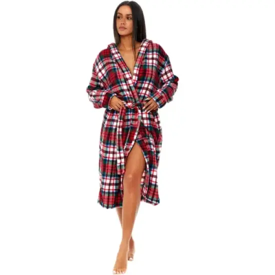 Women's Soft Fleece Robe with Hood, Warm Lightweight Bathrobe image {10}