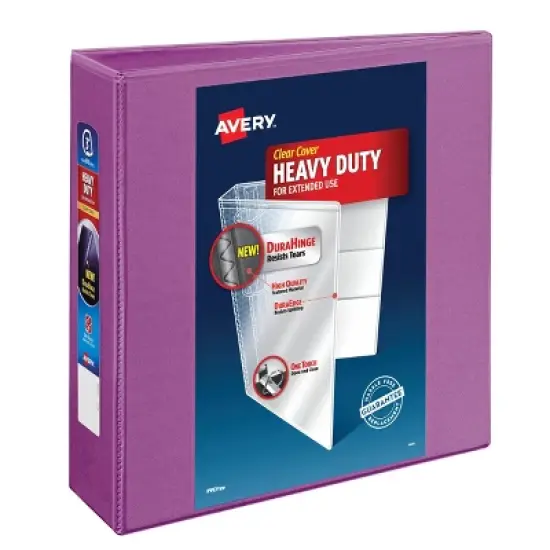 Avery 3" One Touch EZD Rings 670 Sheet Capacity Heavy Duty View Binder - Orchid: Polypropylene, 4 Pockets, D Rings image {4}