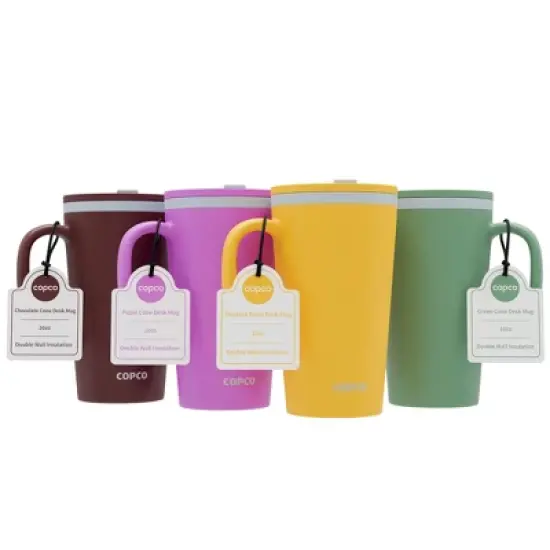 Copco Cone Desk Mug, 16 Ounce (Set of 4) - Double Wall Insulated Mug Set with Lid and Handle, Microwave & Dishwasher Safe, BPA-Free (Assorted Colors) image {7}