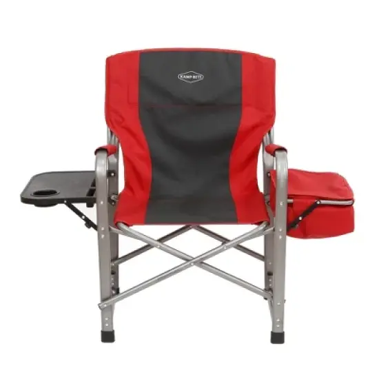 Kamp-Rite Portable Folding Director's Chair with Side Table, Cup Holder, and Cooler for Camping, Tailgating, and Sports, 350 LB Capacity, Red & Black image {1}