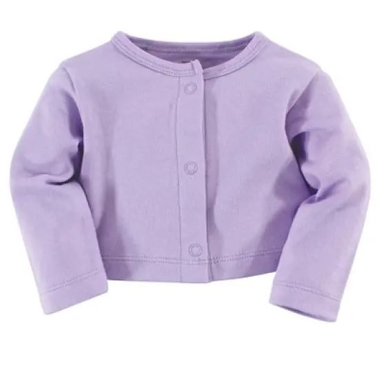 Touched by Nature Baby and Toddler Girl Organic Cotton Dress and Cardigan 2pc Set, Lavender image {2}