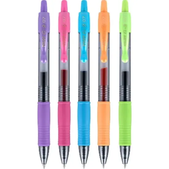 Pilot G2 Retractable Gel Pens Fine Point Assorted Ink 5/Pack (31266) 409473 image {1}