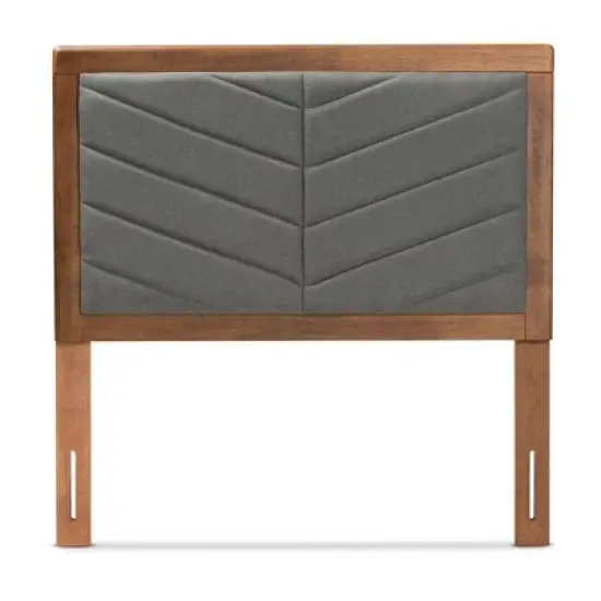 Twin Iden Fabric Upholstered Wood Headboard Dark Gray/Walnut Brown - Baxton Studio image {1}
