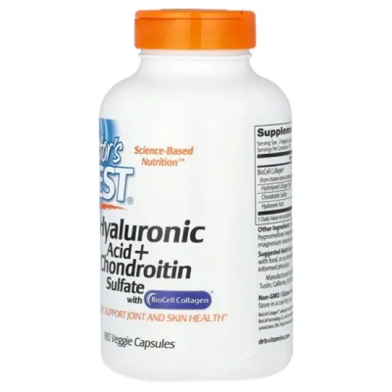 Doctor's Best Hyaluronic Acid + Chondroitin Sulfate with BioCell Collagen, 180 Veggie Capsules image {3}