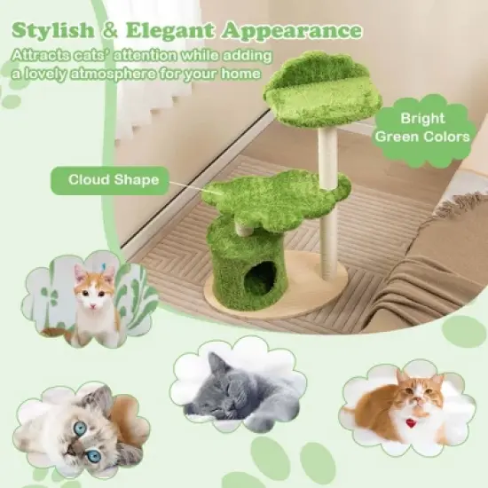 Costway 38" Cute Cat Tree Cat Condo Furniture with Fully Wrapped Sisal Scratching Posts image {8}