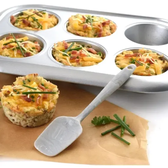 Norpro 8.25-inch Silicone Mini Spoonula, Gray Marble Pattern image {5}