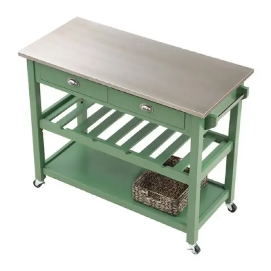 Carolina Kitchen Island with Stainless Steel Top Green - Boraam image {4}