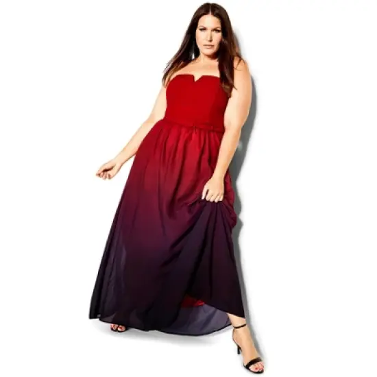 Women's Plus Size  Ombre Lust Maxi Dress - ruby | CITY CHIC image {3}