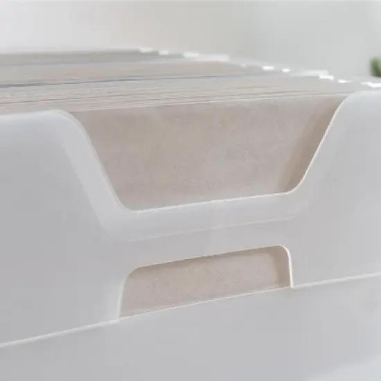 IRIS USA Small Portable Desktop File Box with Open Top, Letter Size, Clear image {3}