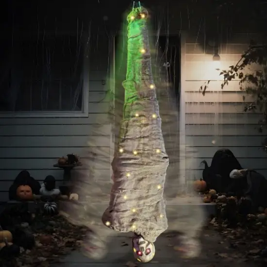 Joyfy Cocoon Corpse Halloween Decoration, 65" Hanging Skeleton Corpses with Lights and Sound, Animated Hanging Dead Body Prop for Indoor Outdoor Decor image {8}