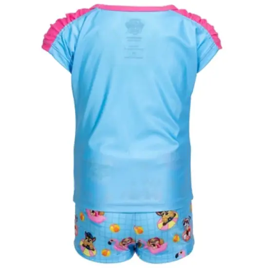 Paw Patrol Rubble Marshall Chase Girls Rash Guard and Swim Shorts Little Kid image {5}