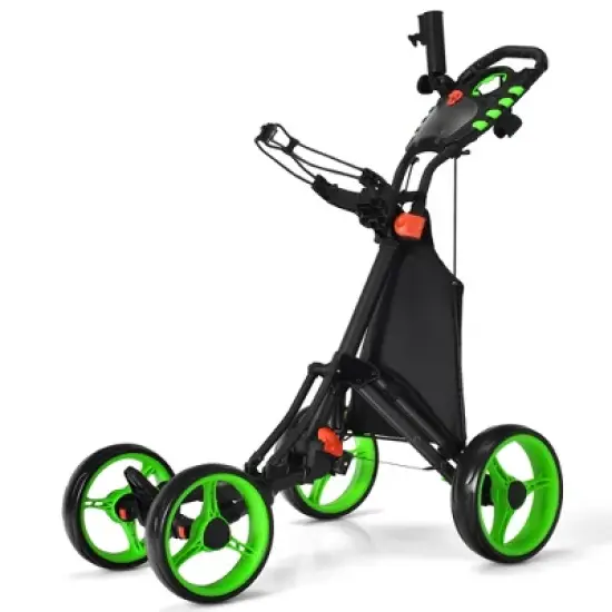 Costway Folding 4 Wheels Golf Push Cart W/Bag Scoreboard Adjustable Handle Red\Blue\Gray\Green image {12}
