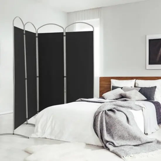 Costway 4 Panels Folding Room Divider 6 Ft Tall Fabric Privacy Screen Black/Brown/Grey/White image {1}