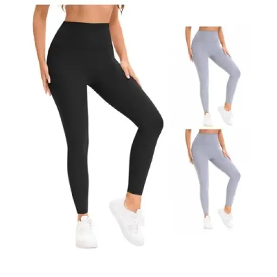 INSPIRE CHIC Women's 3 Packs High Waist Tummy Control Workout Running Leggings Soft Shapewear Pants image {6}