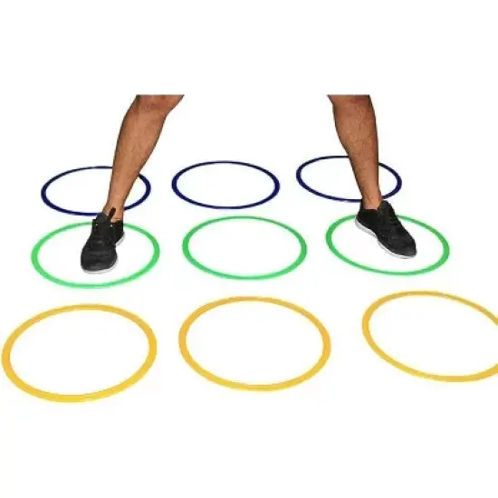 Amber Fight Gear Speed Agility Circles for Trainers, Gyms, Athletics, 4 Assorted Colors, Red, Yellow, Blue, and Green (Set of 12) 18 inch image {3}