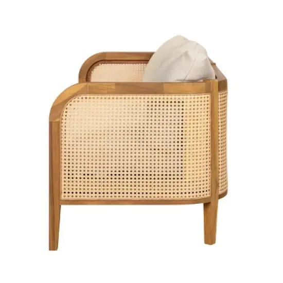 56" Boho Outdoor Wicker Loveseat Sofa with Cushions, Weatherproof Acacia Wood Patio Couch for Garden & Porch-Baofuwish image {6}