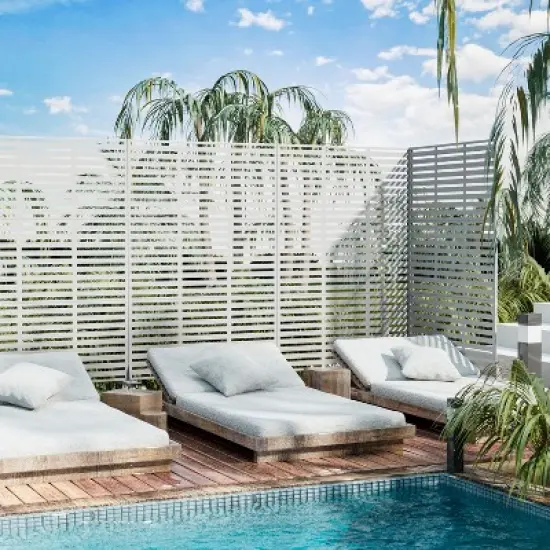 PexFix 72 in. H x 47 in. W White Outdoor Metal Privacy Screen Garden Fence Wall Applique image {4}