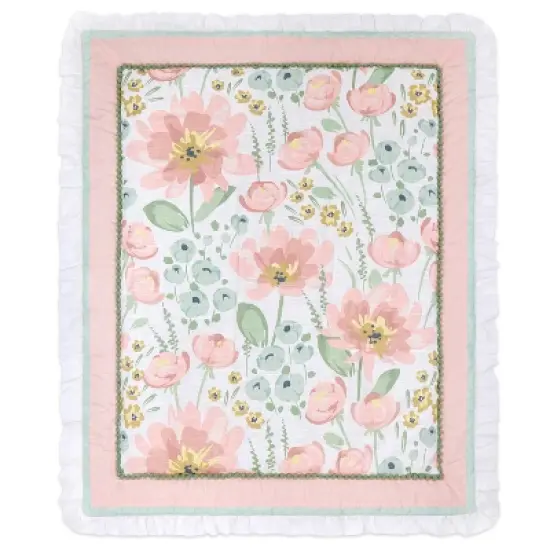 The Peanutshell Organic Cotton Crib Bedding Set for Baby Girls, Wildflower, 4 Pieces image {3}