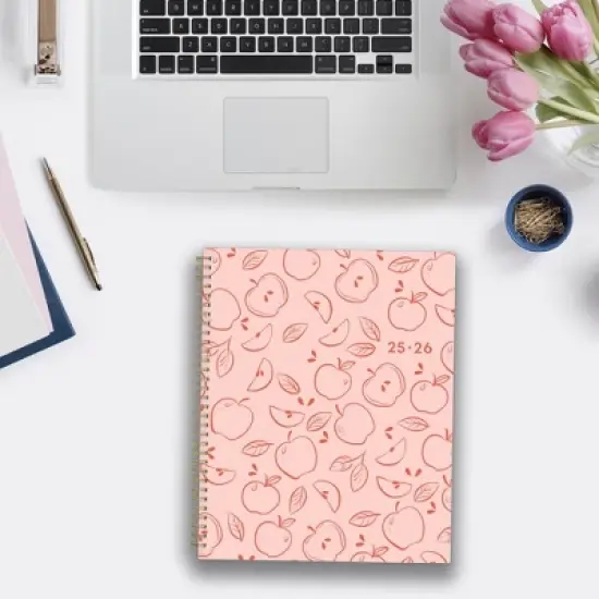 Blue Sky 8.5"x11" 2025-2026 Weekly/Monthly Wirebound Teacher Lesson Planner Printed Apple Sketch, Teacher Supplies image {1}