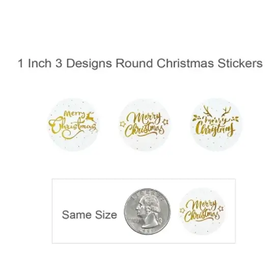 Wrapables Christmas Stickers Label Roll, Holiday Stickers for Sealing Cards, Envelopes, Gift Boxes (500 pcs), (Gold Foil) Merry Christmas image {1}