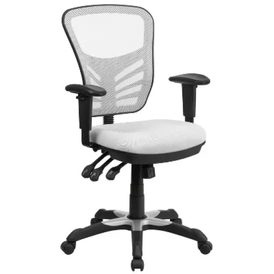 Emma and Oliver Mid-Back Mesh Triple Paddle Swivel Ergonomic Office Chair with Adjustable Arms image {14}