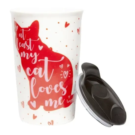 Seven20 Cat Coffee Mug | 9-Ounce Ceramic Coffee Cup | Cute Hearts & Kitty Mug Gift image {1}
