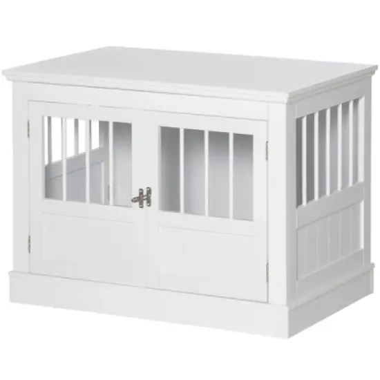 PawHut Dog Crate End Table with Triple Doors, Wooden Dog Crate Furniture Indoor Use, Puppy Crate with and Steel Tubes, for Small Dogs image {3}