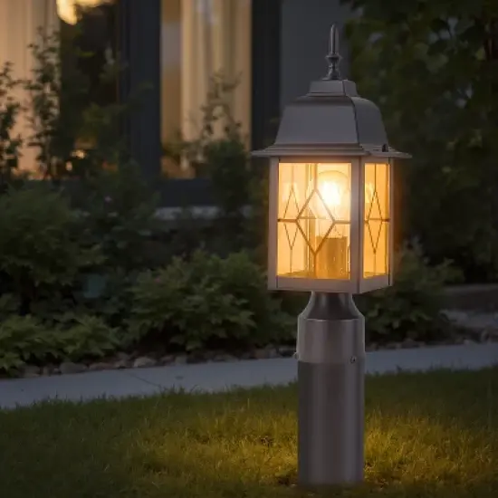 C Cattleya 16in Oil-Rubbed Bronze Outdoor Post Light with Seeded Glass for Walkway, Backyard or Garden image {4}